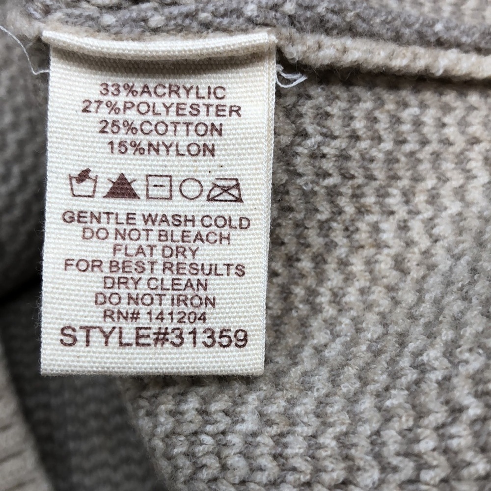 "The Anna" Oatmeal/Beige Window Pane Turtleneck Size Medium - Picture 6 of 12